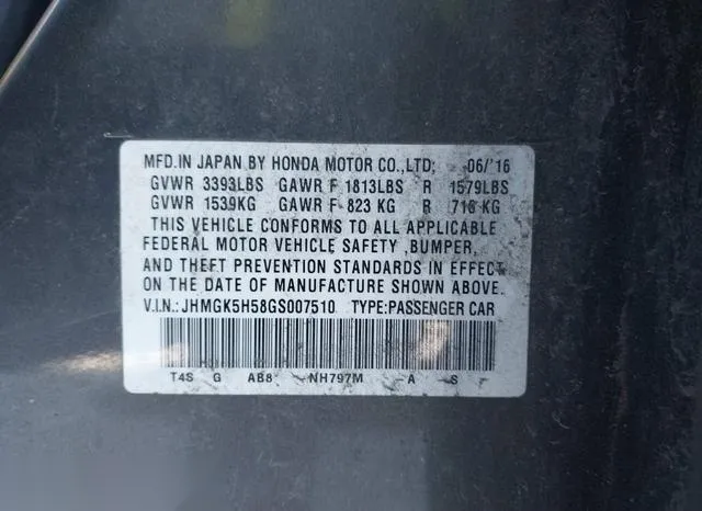 JHMGK5H58GS007510 2016 2016 Honda Fit- LX 9