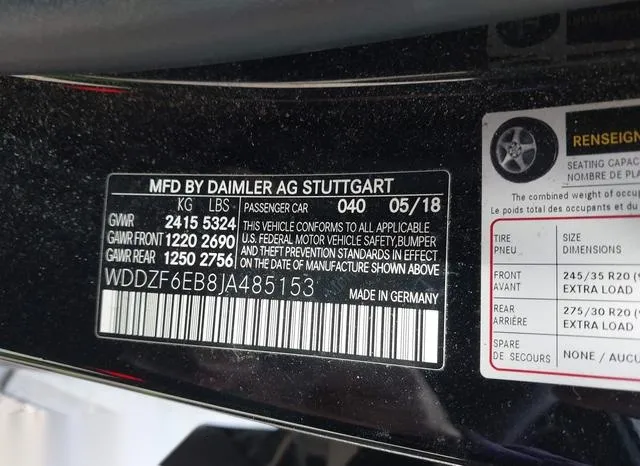 WDDZF6EB8JA485153 2018 2018 Mercedes-Benz AMG E 43- 4Matic 9