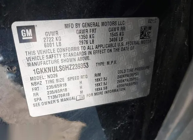 1GKKNULS6HZ239353 2017 2017 GMC Acadia- Slt-1 9