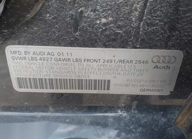 WAUBFAFL9BN039252 2011 2011 Audi A4- 2-0T Premium 9