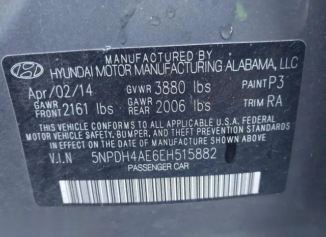 5NPDH4AE6EH515882 2014 2014 Hyundai Elantra- SE 9