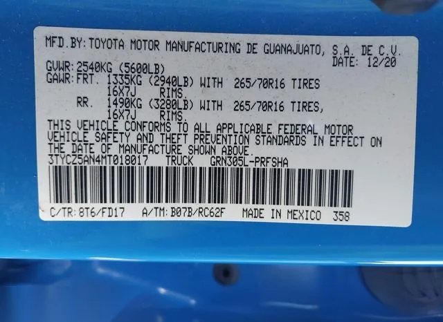 3TYCZ5AN4MT018017 2021 2021 Toyota Tacoma- Trd Off-Road 9