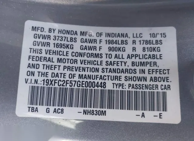 19XFC2F57GE000448 2016 2016 Honda Civic- LX 9