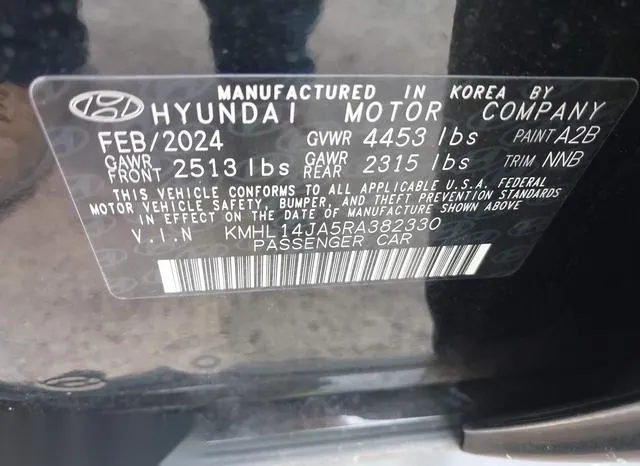 KMHL14JA5RA382330 2024 2024 Hyundai Sonata- Sel 9