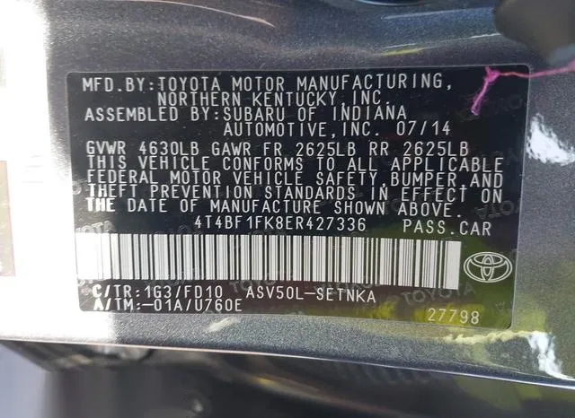 4T4BF1FK8ER427336 2014 2014 Toyota Camry- LE 9