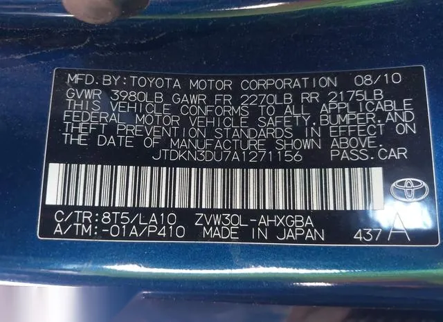 JTDKN3DU7A1271156 2010 2010 Toyota Prius 9