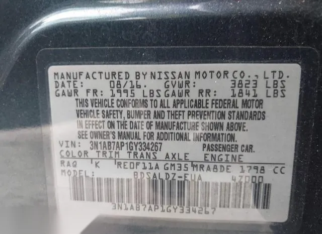 3N1AB7AP1GY334267 2016 2016 Nissan Sentra- SV 9