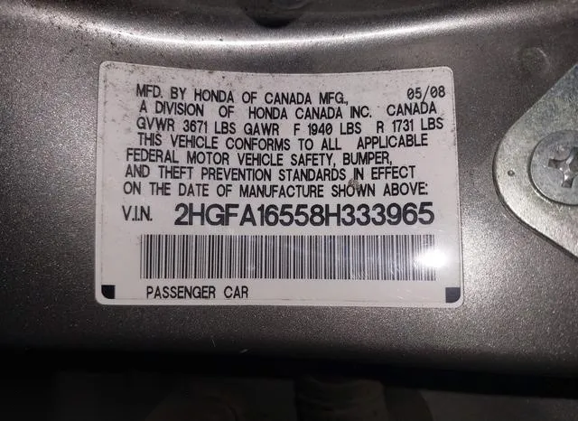 2HGFA16558H333965 2008 2008 Honda Civic- LX 9