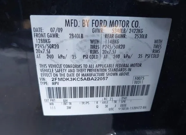 2FMDK3KC5ABA22057 2010 2010 Ford Edge- Limited 9