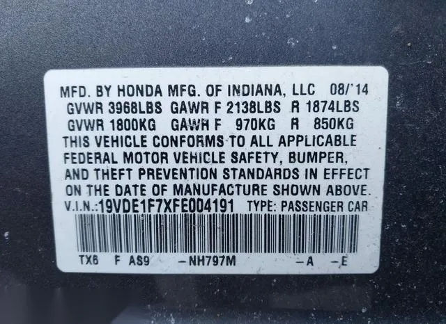 19VDE1F7XFE004191 2015 2015 Acura ILX- 2-0L 9