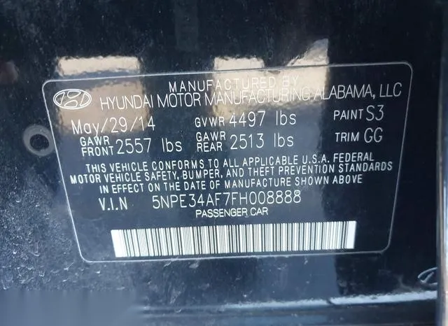 5NPE34AF7FH008888 2015 2015 Hyundai Sonata- Limited 9