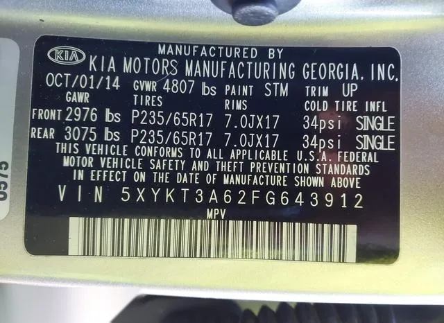 5XYKT3A62FG643912 2015 2015 KIA Sorento- LX 9