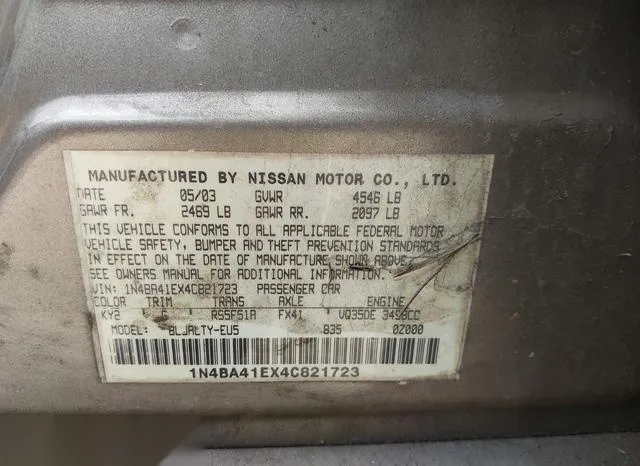 1N4BA41EX4C821723 2004 2004 Nissan Maxima- 3-5 SE 9