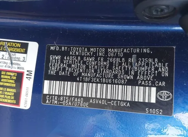 4T1BF3EK1BU616087 2011 2011 Toyota Camry- Xle 9