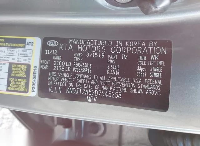 KNDJT2A52D7545258 2013 2013 KIA Soul 9