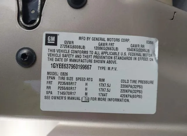 1GYEE637960199667 2006 2006 Cadillac SRX- V6 9