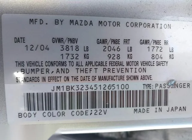 JM1BK323451265100 2005 2005 Mazda 3- S 9