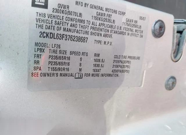 2CKDL63F376238687 2007 2007 Pontiac Torrent 9