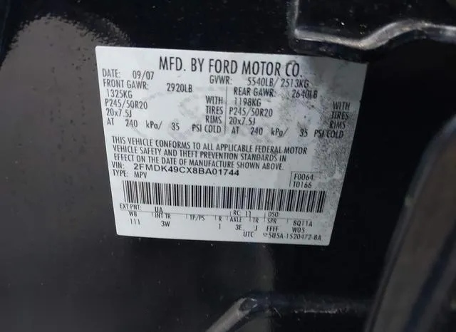 2FMDK49CX8BA01744 2008 2008 Ford Edge- Limited 9