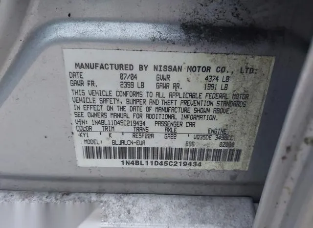 1N4BL11D45C219434 2005 2005 Nissan Altima- 3-5 SE 9