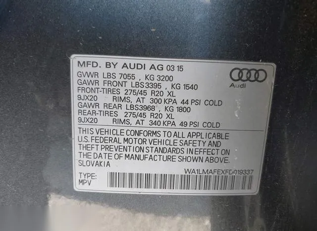 WA1LMAFEXFD019337 2015 2015 Audi Q7- 3-0 Tdi Premium 9