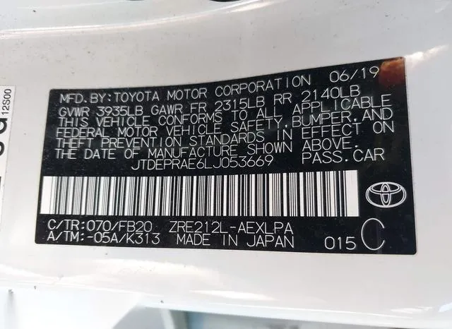 JTDEPRAE6LJ053669 2020 2020 Toyota Corolla- LE 9