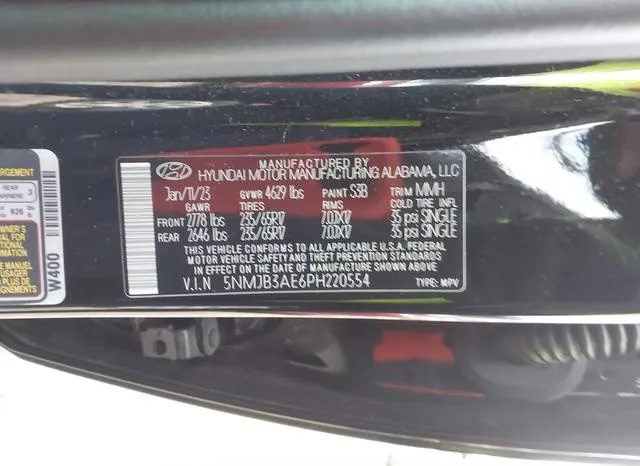 5NMJB3AE6PH220554 2023 2023 Hyundai Tucson- Sel 9