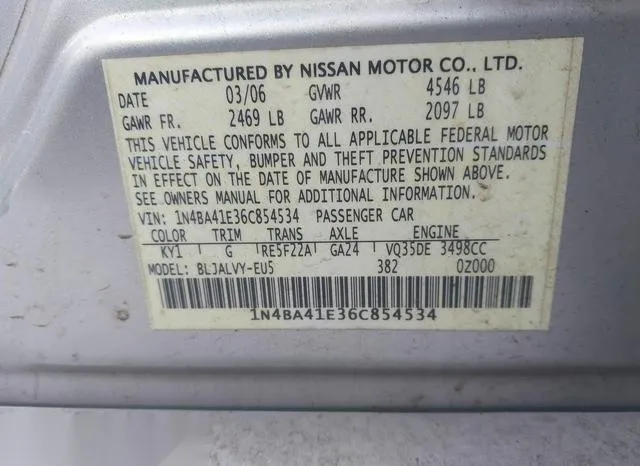 1N4BA41E36C854534 2006 2006 Nissan Maxima- 3-5 SE 9