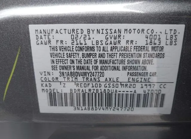 3N1AB8DV4MY247720 2021 2021 Nissan Sentra- Sr Xtronic Cvt 9