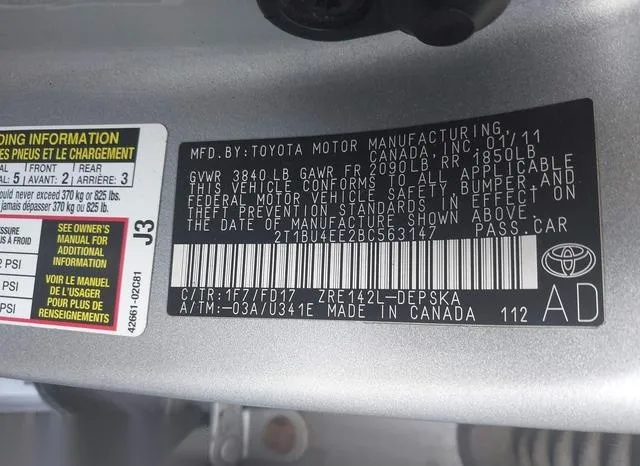 2T1BU4EE2BC563147 2011 2011 Toyota Corolla- S 9