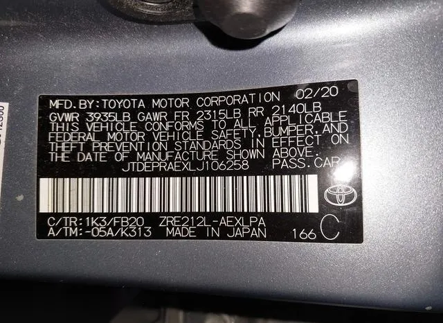 JTDEPRAEXLJ106258 2020 2020 Toyota Corolla- LE 9