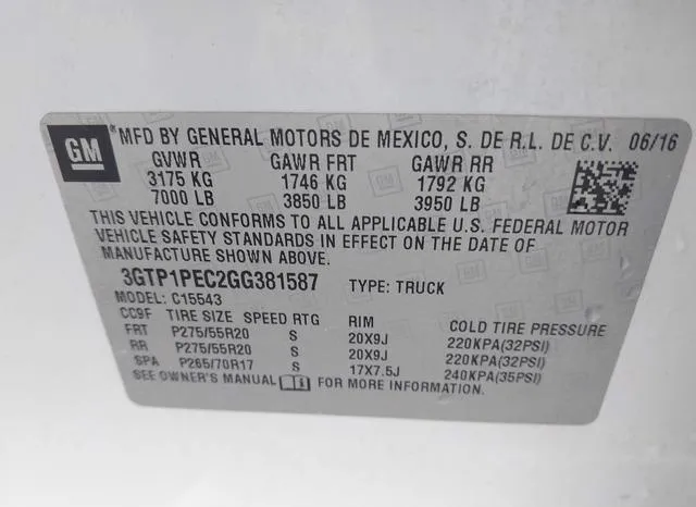 3GTP1PEC2GG381587 2016 2016 GMC Sierra- 1500 Denali 9