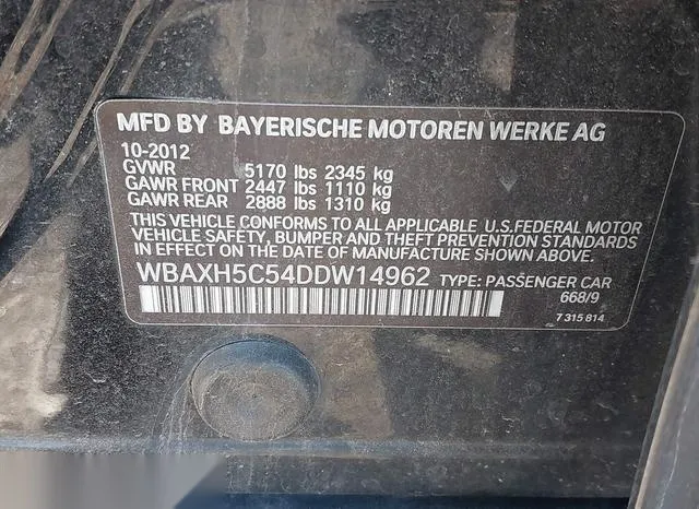 WBAXH5C54DDW14962 2013 2013 BMW 5 Series- 528I Xdrive 9