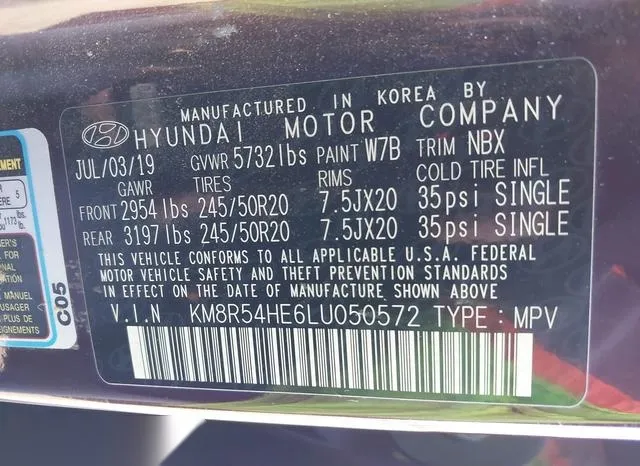 KM8R54HE6LU050572 2020 2020 Hyundai Palisade- Limited 9