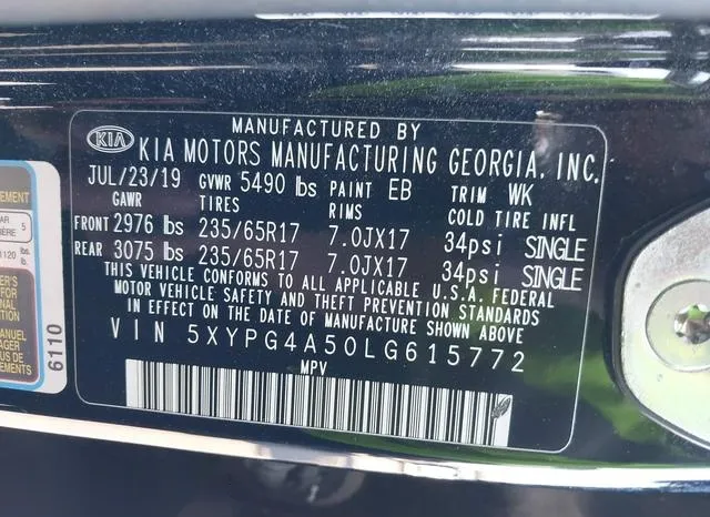 5XYPG4A50LG615772 2020 2020 KIA Sorento- 3-3L Lx 9