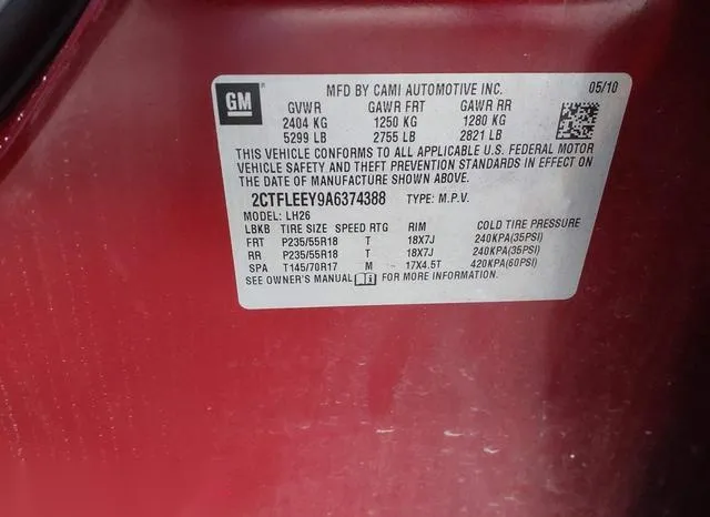 2CTFLEEY9A6374388 2010 2010 GMC Terrain- Sle-2 9