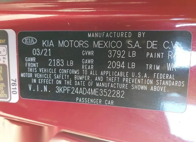 3KPF24AD4ME352282 2021 2021 KIA Forte- Lxs 9