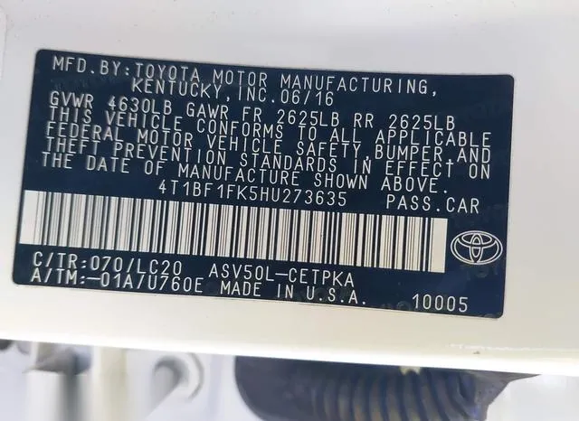 4T1BF1FK5HU273635 2017 2017 Toyota Camry- Xse 9