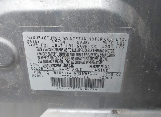 3N1CE2CP9FL406246 2015 2015 Nissan Versa- Note S -sr-/S Plu 9