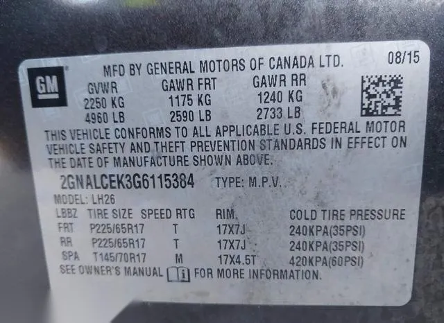 2GNALCEK3G6115384 2016 2016 Chevrolet Equinox- LT 9