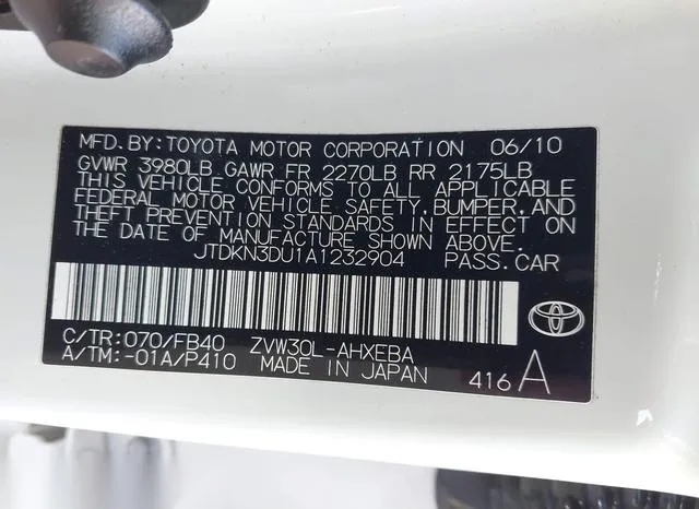 JTDKN3DU1A1232904 2010 2010 Toyota Prius- Iii 9