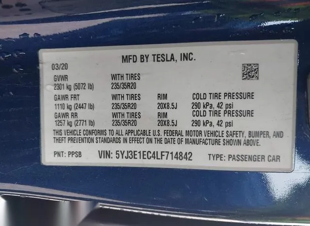 5YJ3E1EC4LF714842 2020 2020 Tesla Model 3- Performance Dual 9