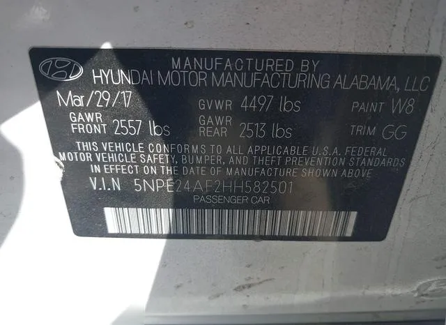 5NPE24AF2HH582501 2017 2017 Hyundai Sonata 9