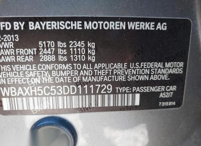 WBAXH5C53DD111729 2013 2013 BMW 5 Series- 528I Xdrive 9