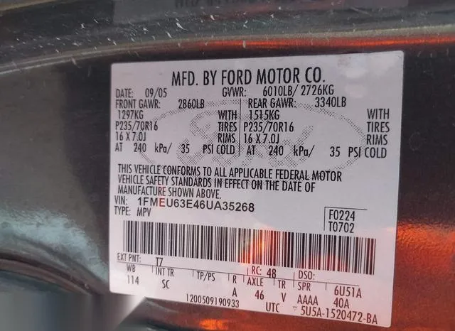 1FMEU63E46UA35268 2006 2006 Ford Explorer- Xlt 9