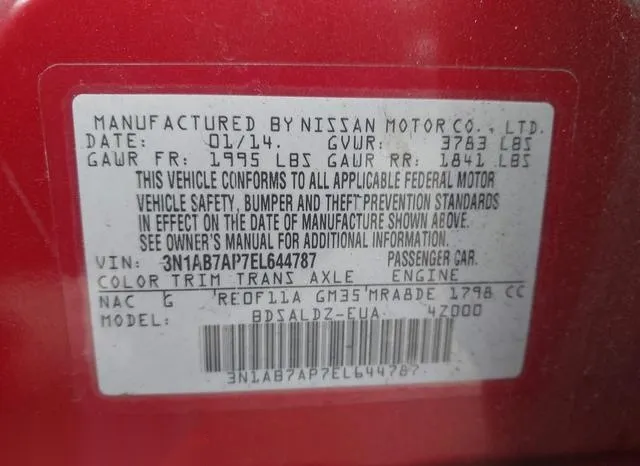 3N1AB7AP7EL644787 2014 2014 Nissan Sentra- Fe- S/Fe- Sv/S/S 9