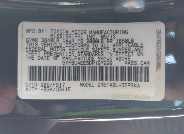 5YFBU4EE5DP197929 2013 2013 Toyota Corolla- S 9