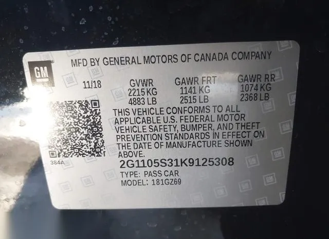 2G1105S31K9125308 2019 2019 Chevrolet Impala- Premier 9