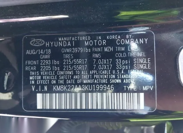 KM8K22AA3KU199946 2019 2019 Hyundai Kona- Sel 9