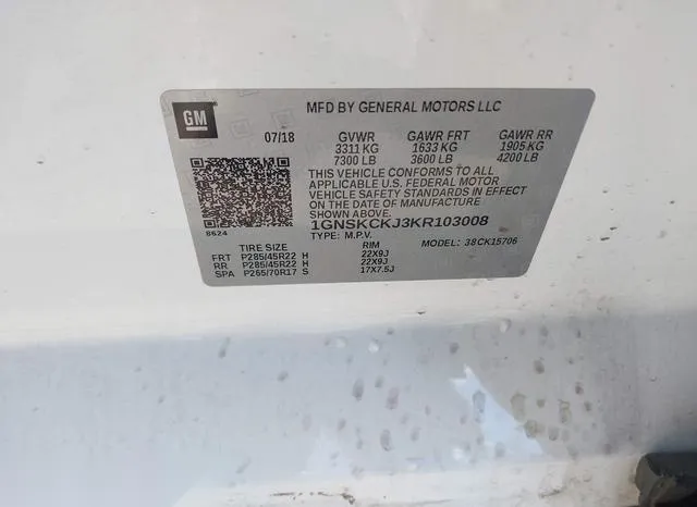 1GNSKCKJ3KR103008 2019 2019 Chevrolet Tahoe- Premier 9